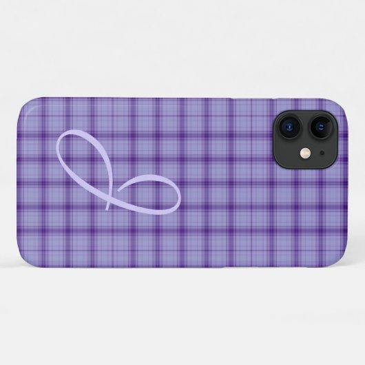 Hübsch Lila Kariert mit Monogram iPhone Gehäuse Case-Mate iPhone Hülle (Rückseite (Horizontal))