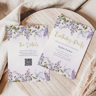 Hübsch Lila Lilac | QR-Code Geburtstagspartei Einladung