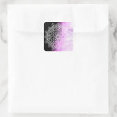 Hübsch Lila Mandala Abstrakt Quadratischer Aufkleber (Tasche)