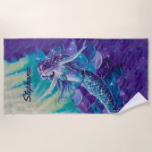 Hübsch Lila Mermaid Personalisiert Strandtuch (Vorderseite)