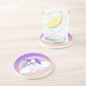 Hübsch Lila süße Träume Regenbogen Einhorn Getränkeuntersetzer (Seite)