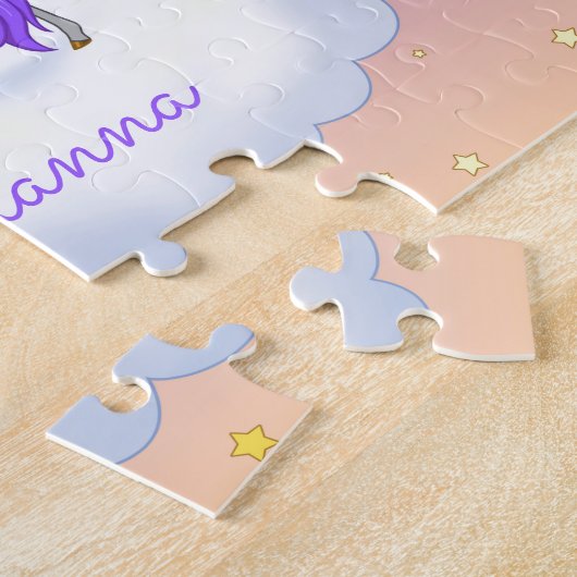 Hübsch Lila süße Träume Regenbogen Einhorn Puzzle (Seite)