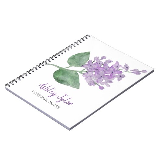 Hübsch Lilac floral mädchenhaft niedlich personali Notizblock (Linke Seite)