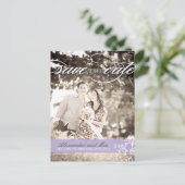 Hübsch Lilac Foto Save the Date Ankündigungspostkarte (Stehend Vorderseite)