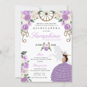 Hübsch Lilac Rose Western Cowgirl Quinceañera Einladung