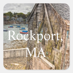 Hübsch Little Beach Shack Rockport, MA Quadratischer Aufkleber