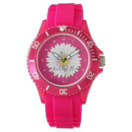 Hübsch Little Daisy Sporty Pink Silicone Armbanduhr
