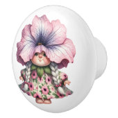 Hübsch Little Floral Girl Gnome Keramikknauf (Rechts)