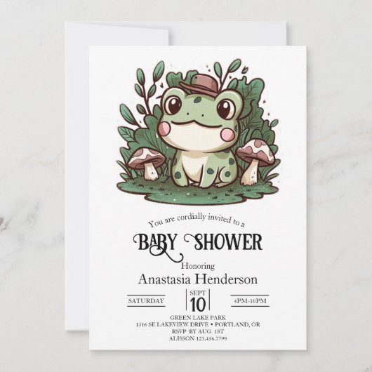 Hübsch Little Frog Baby Dusche Einladung (Vorderseite)