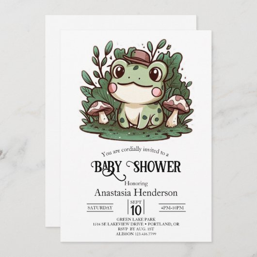Hübsch Little Frog Baby Dusche Einladung (Vorne/Hinten)