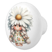 Hübsch Little White Daisy Girl Gnome Keramikknauf (Rechts)