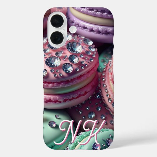 Hübsch Macaron Bling Mit Monogramm Case-Mate iPhone Hülle (Rückseite)