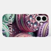 Hübsch Macaron Bling Mit Monogramm Case-Mate iPhone Hülle (Rückseite (Horizontal))