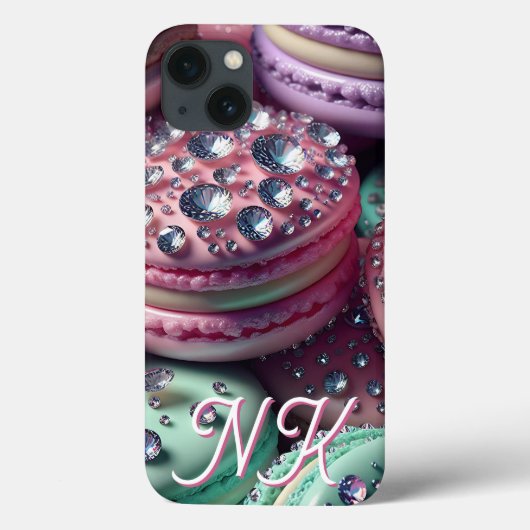 Hübsch Macaron Bling Mit Monogramm Case-Mate iPhone Hülle (Rückseite)