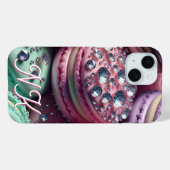 Hübsch Macaron Bling Mit Monogramm Case-Mate iPhone Hülle (Rückseite (Horizontal))