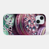 Hübsch Macaron Bling Mit Monogramm iPhone 15 Hülle (Rückseite (Horizontal))