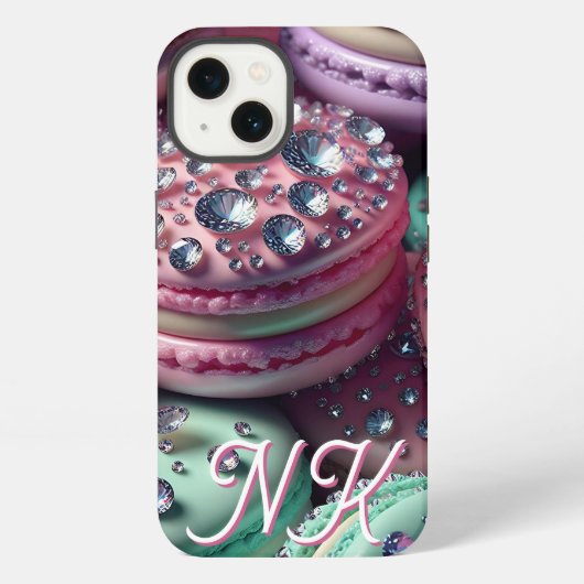 Hübsch Macaron Bling Mit Monogramm iPhone Hülle (Rückseite)