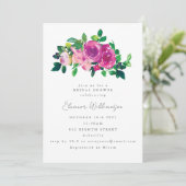 Hübsch Magenta Blume Brautparty Einladung (Stehend Vorderseite)