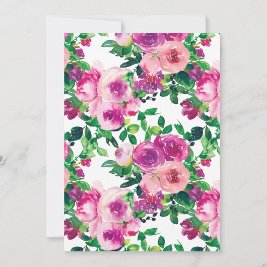 Hübsch Magenta Blume Brautparty Einladung (Rückseite)