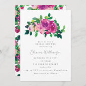 Hübsch Magenta Blume Brautparty Einladung (Vorne/Hinten)