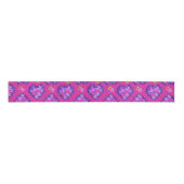 Hübsch Magenta Herz und Blume Grosgrain Ribbon Ripsband (Vorderseite)