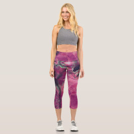 Hübsch Magenta Lila Geode Crystal Rock Pattern Capri Leggings