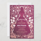 Hübsch Magenta Mis Quince Años Quinceañera Einladung (Vorderseite)