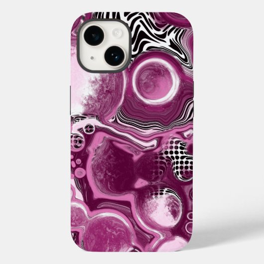 Hübsch Magenta Pink Digital Pour Malerei Case-Mate iPhone Hülle (Rückseite)
