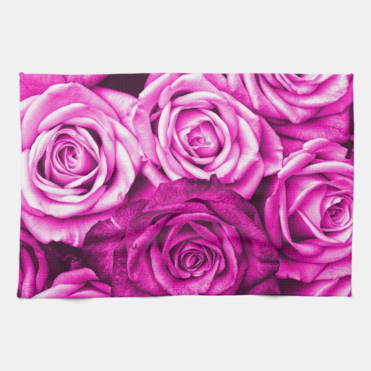Hübsch Magenta Pink Roses Blume Bouquet Handtuch (Horizontal)