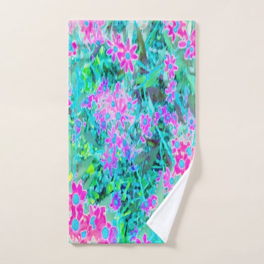 Hübsch Magenta und Royal Blue Garden Blume Badhandtuch Set (Handtuch)