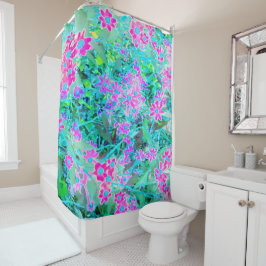 Hübsch Magenta und Royal Blue Garden Blume Duschvorhang