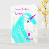 Hübsch Magisches Mythisches Einhorn Personalisiert Karte (Gelbe Blume)