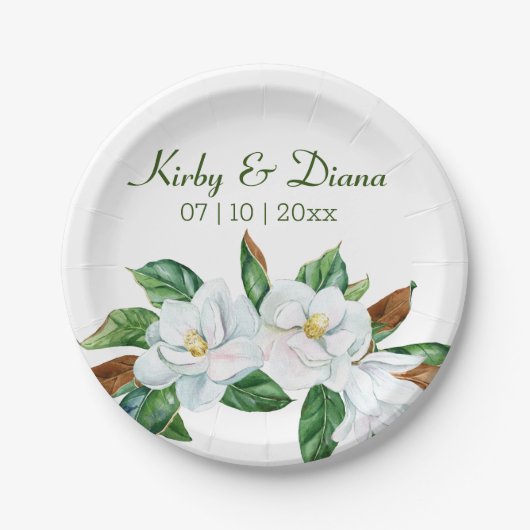 Hübsch Magnolia Bouquet Hochzeitspapierplatte Pappteller (Vorderseite)
