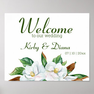 Hübsch Magnolia Bouquet Wedding Willkommen Poster