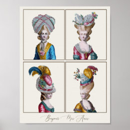 Hübsch Marie Antoinette Hats Fashion Zeichnend Poster