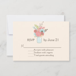 Hübsch Mason Jar Floral Wedding RSVP Card Karte