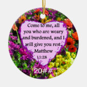 HÜBSCH MATTHEW 11:28 LILA BLUMENDESIGN KERAMIK ORNAMENT (Vorne)