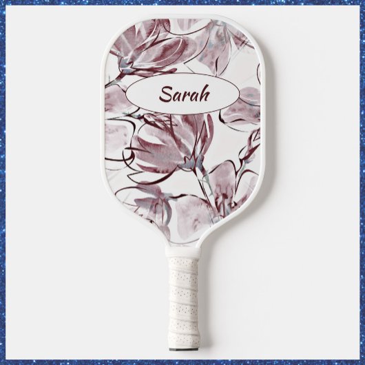 Hübsch Mauve Floral Watercolor Pickleball Schläger