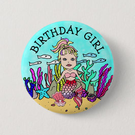 Hübsch Mermaid Birthday Girl Button