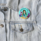 Hübsch Mermaid Birthday Girl Button (Beispiel)