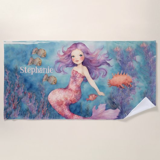 Hübsch Mermaid Custom Strandtuch (Vorderseite)
