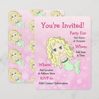 Hübsch Mermaid Geburtstagsparty Einladungen