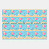 Hübsch Mermaid Girl Personalisiert Beach Geburtsta Geschenkpapier Set (Vorderseite 2)