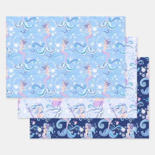 Hübsch Mermaid Lila Blue Geschenkpapier Set (Set)