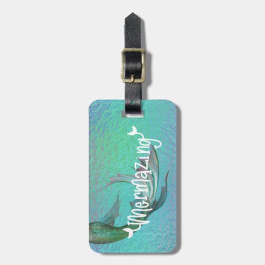 Hübsch Mermazing Meerjungfrau Schwanz Iridescent Gepäckanhänger (Vorderseite vertikal)