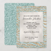 Hübsch Mint Glitzy Gold Zebra Glitzer Einladung (Vorne/Hinten)