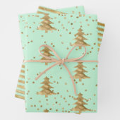 Hübsch Mint Green Gold Weihnachtsbaum Geschenkpapier Set (Beispiel)