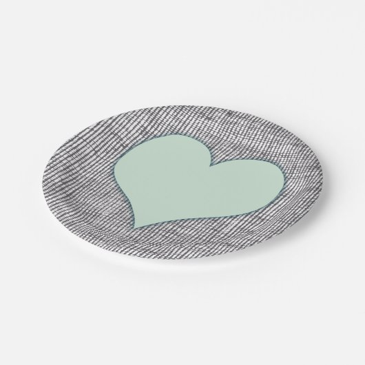 Hübsch Minze Grüner Herzgarten Pappteller (Schrägansicht)