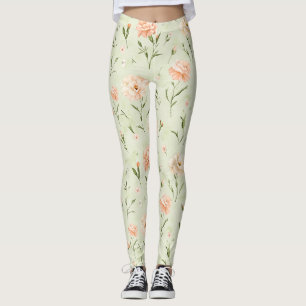 Hübsch Minze Pfirsich Floral Leggings