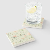 Hübsch Minze Pfirsich Floral Steinuntersetzer (Seitenansicht)